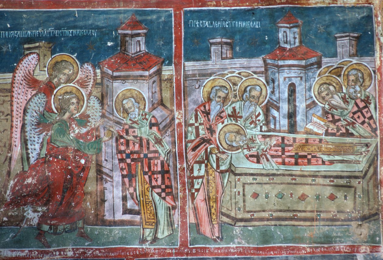 Szent Miklós élete és halála, a templom déli fala, 1535 alkotó: Romanian School