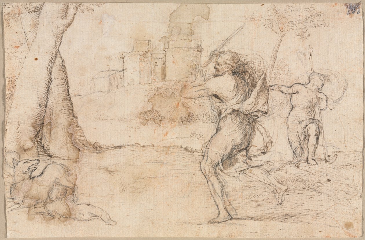 Romulus és Remus találta Faustulus recto Koncentrikus körök verso, c. 1535 alkotó: Romanino