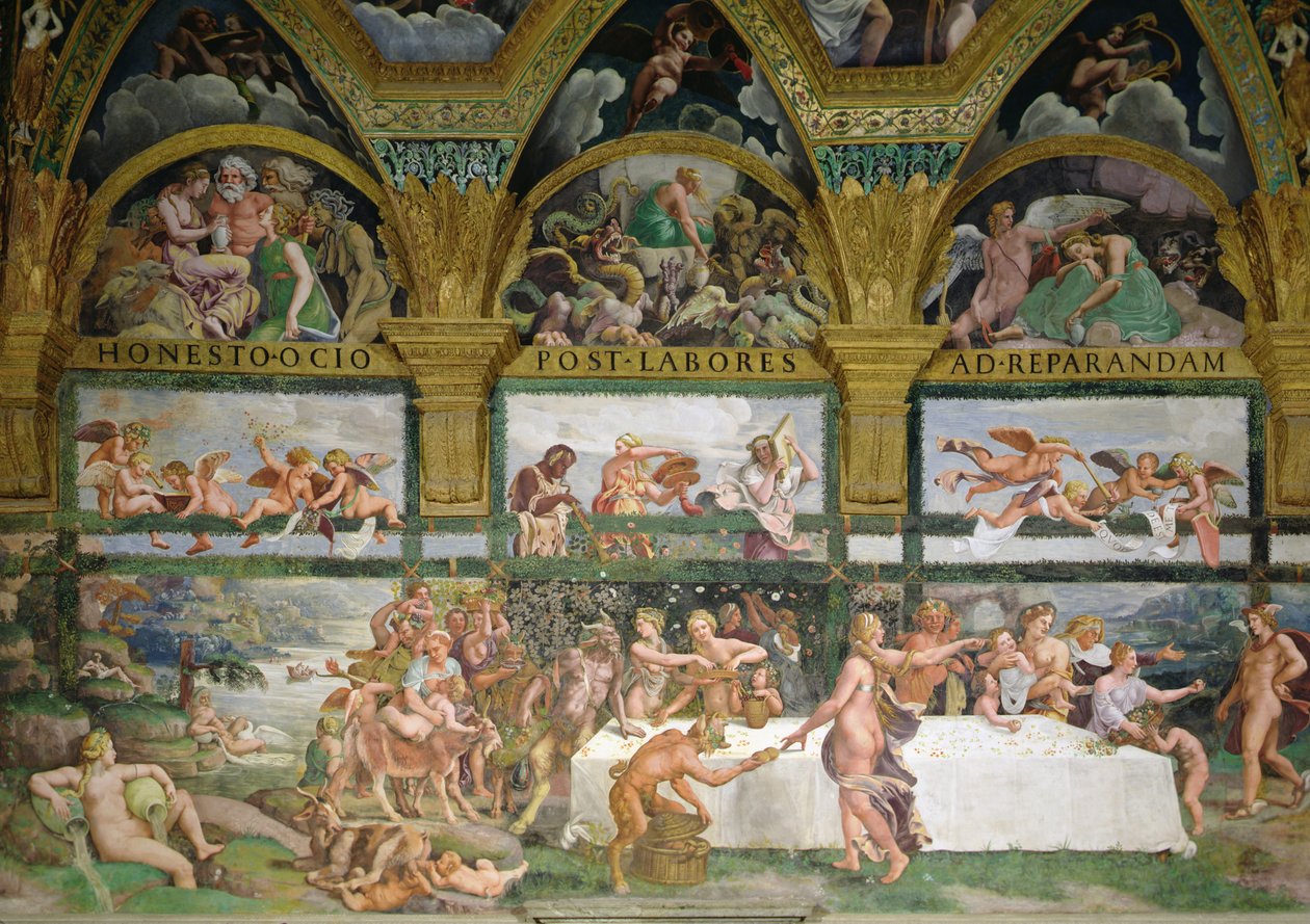 Ámor és Psyché Kamara, Előkészületek az istenek lakomájára Ámor és Psyche esküvőjére alkotó: Romano Giulio