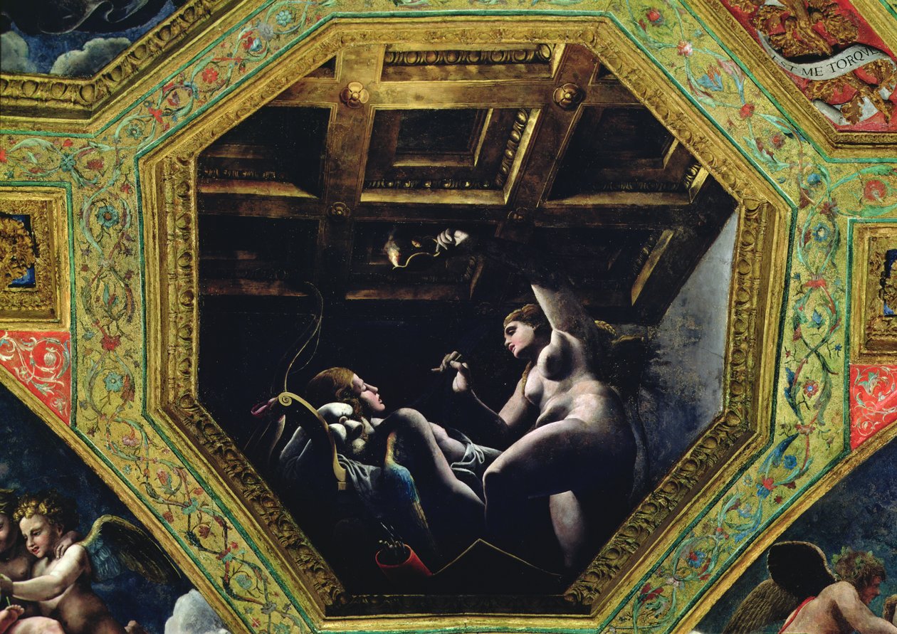 Ámor és Psyche kamrája, Ámort szemlélődő psziché alkotó: Romano Giulio