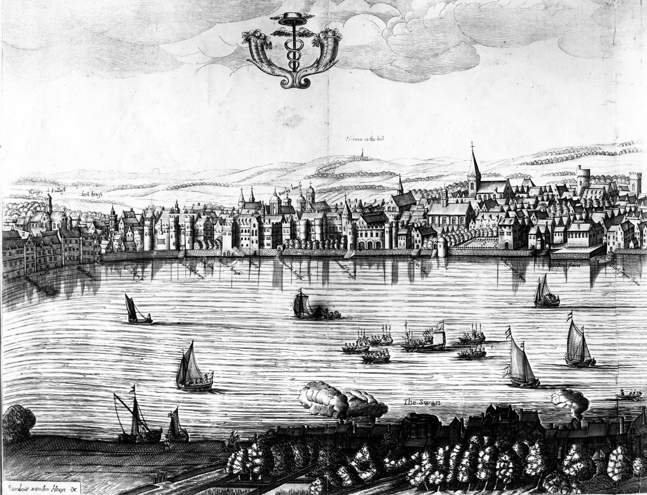 Kilátás a Temzére Southwarkból, 1650 alkotó: Rombout Van den Hoeye