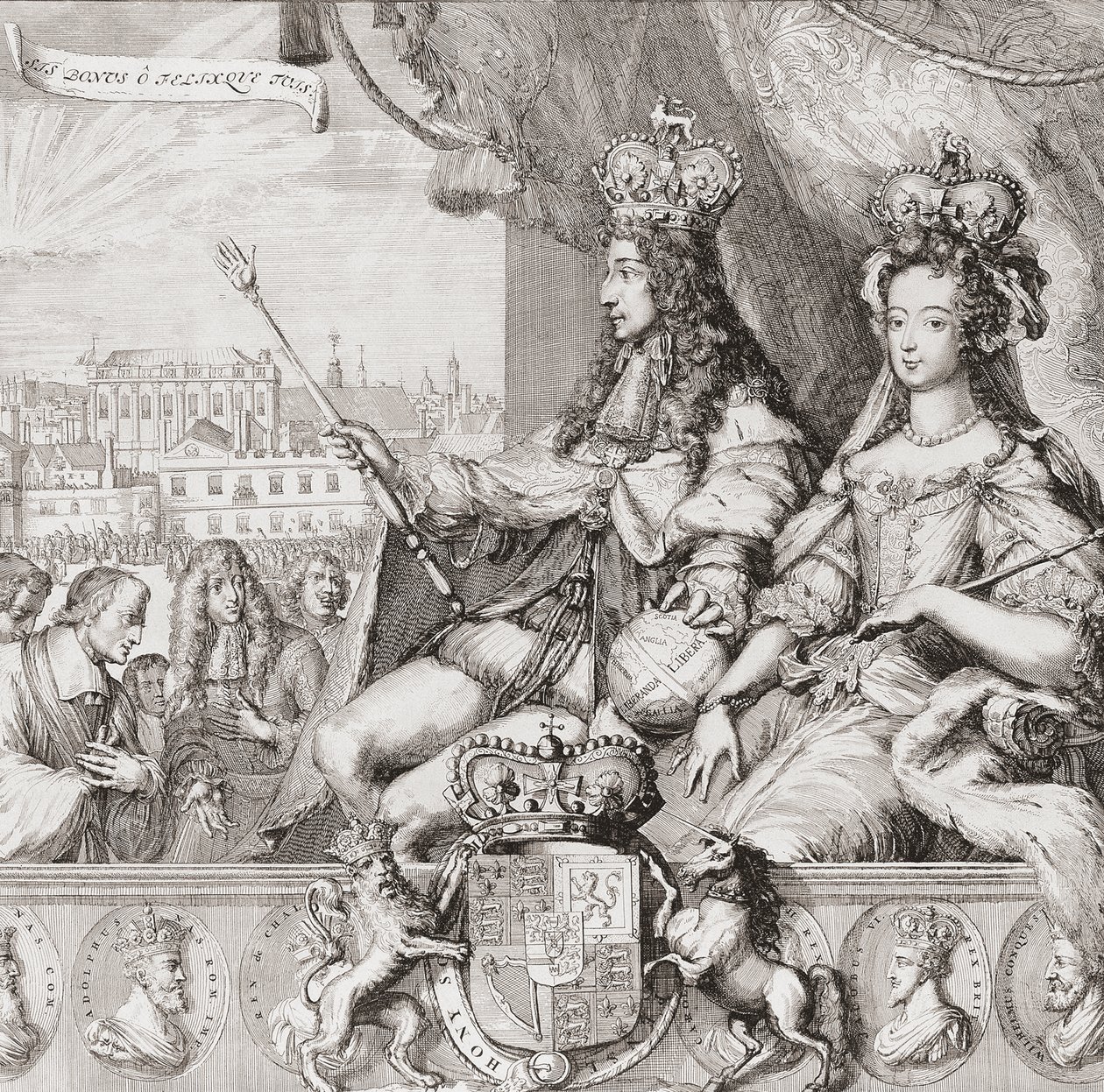 III. Vilmos angol király és II. Mária királynő koronázása április 11-én alkotó: Romeyn de (after) Hooghe