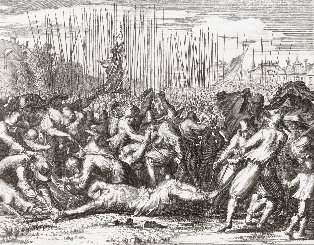 A De Witt testvérek meggyilkolása. (nyomtatás) alkotó: Romeyn de (after) Hooghe