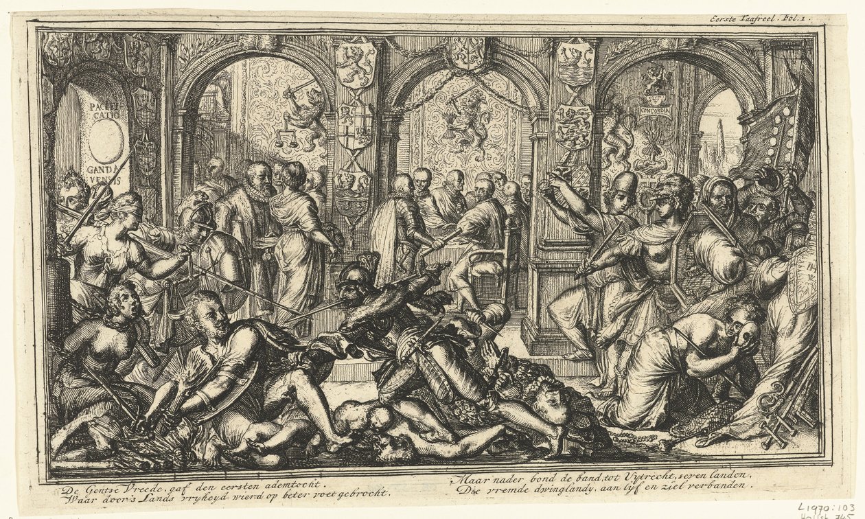 Az Utrechti Unió allegóriája, 1579 alkotó: Romeyn de Hooghe