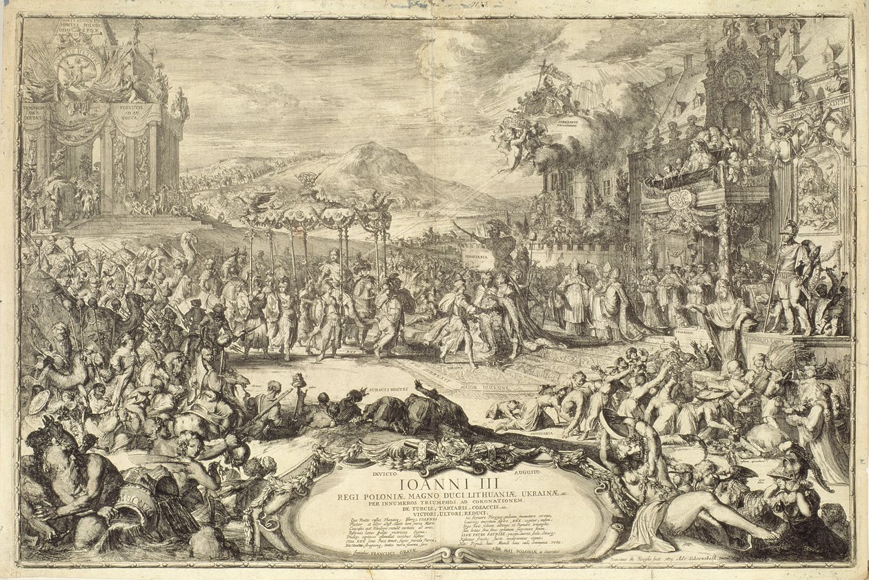 János (1629-96) koronázási beléptetése Lengyelországba, 1675 alkotó: Romeyn de Hooghe