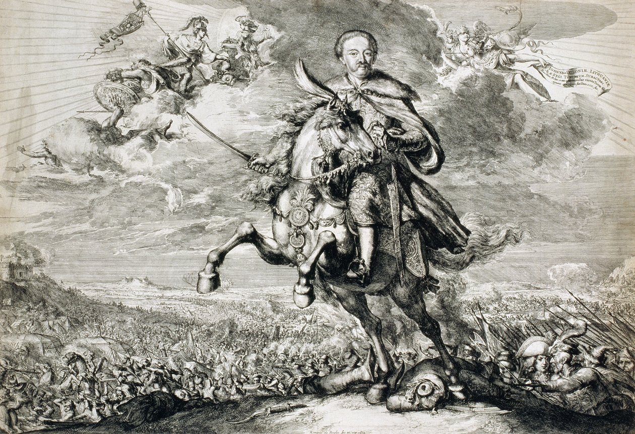 III. Sobieski János (1629-96) dicsőítése a chocimi csatában, 1674 alkotó: Romeyn de Hooghe