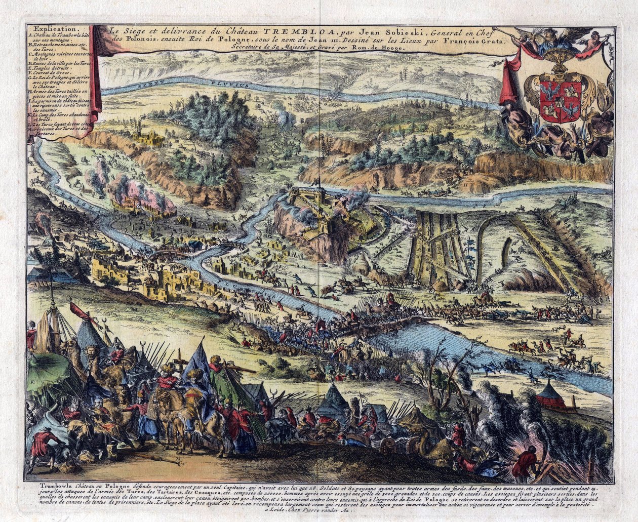 Guerre polono turque (1672-1676) -La bataille de Trembowla (Terebovlia, Ukrina) - Trembowla ostroma 1675-ben - Romeyn de Hooghe életműve (1645-1708) - 1690 - Rézkarc, akvarell - 35.6 -x4 Privát gyűjtemény. alkotó: Romeyn de Hooghe