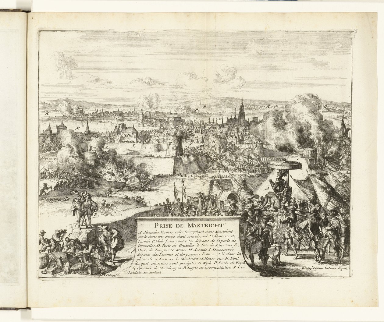 Maastricht elfoglalása a pármai herceg által, 1579 Prize de Mastricht (cím a tárgyon) Guerres de Flandres (sorozat címe) alkotó: Romeyn de Hooghe