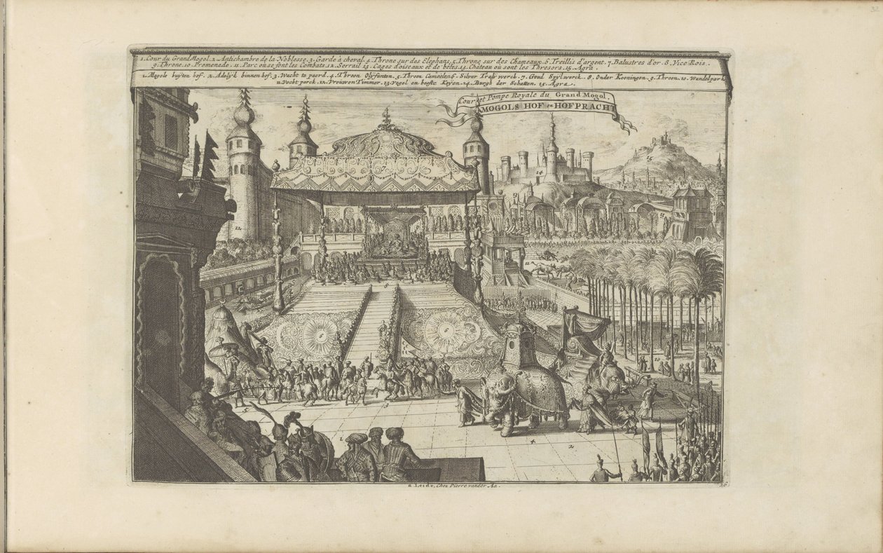 Koninklijk hof Mongóliában Mongols Hof en Hofpracht / A Nagy Mogul udvara és királyi szivattyúja (cím a tárgyon) Kelet- és Nyugat-India és más helyek (sorozat címe) alkotó: Romeyn de Hooghe