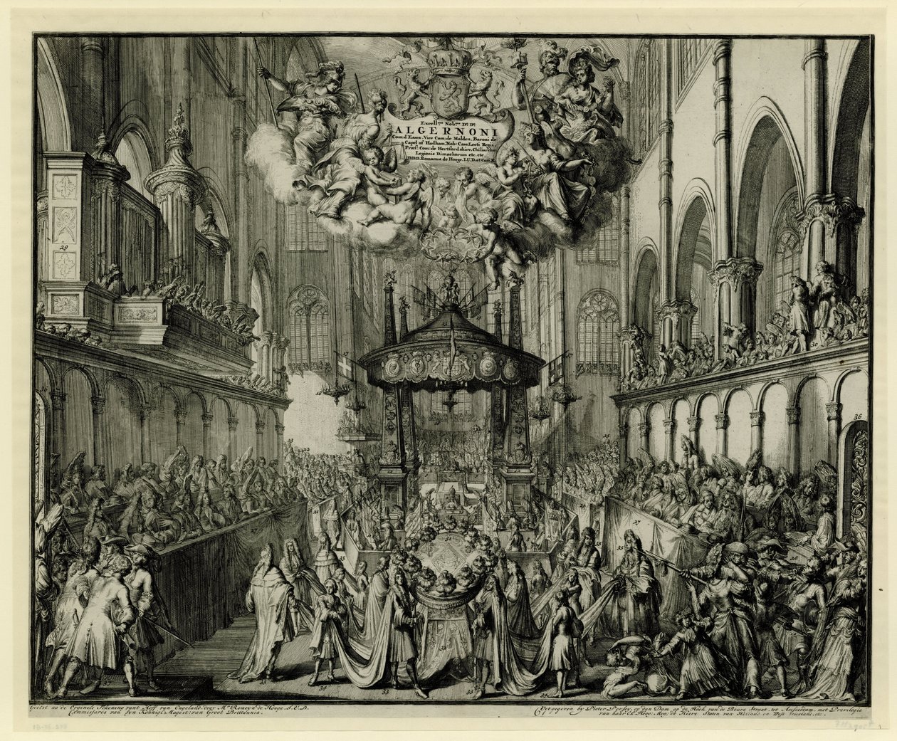 A Westminster Abbey kórusa a királynő temetési szertartásán, 1695 In