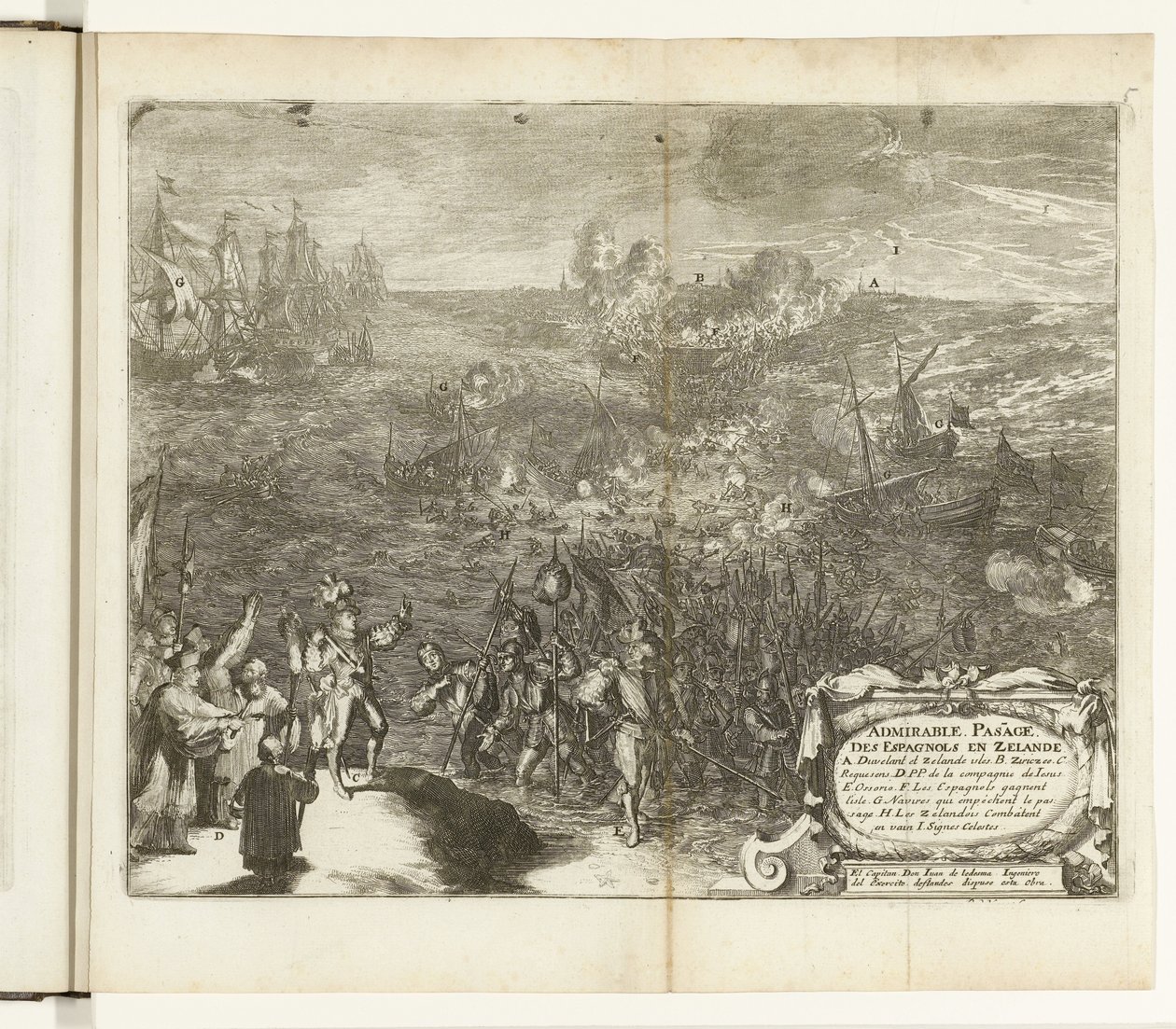 A spanyol katonák éjszakai utazása Duivelandba, 1575 Csodálatos Pas[s]age des Espagnols en Zelande (cím a tárgyon) Guerres de Flandres (sorozat címe) alkotó: Romeyn de Hooghe