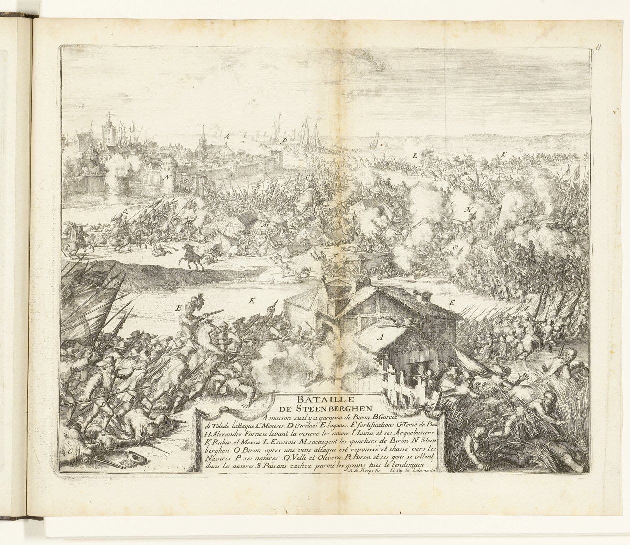 Steenbergeni csata, 1583 Bataille de Steenberghen (cím a tárgyon) Guerres de Flandres (sorozat címe) alkotó: Romeyn de Hooghe