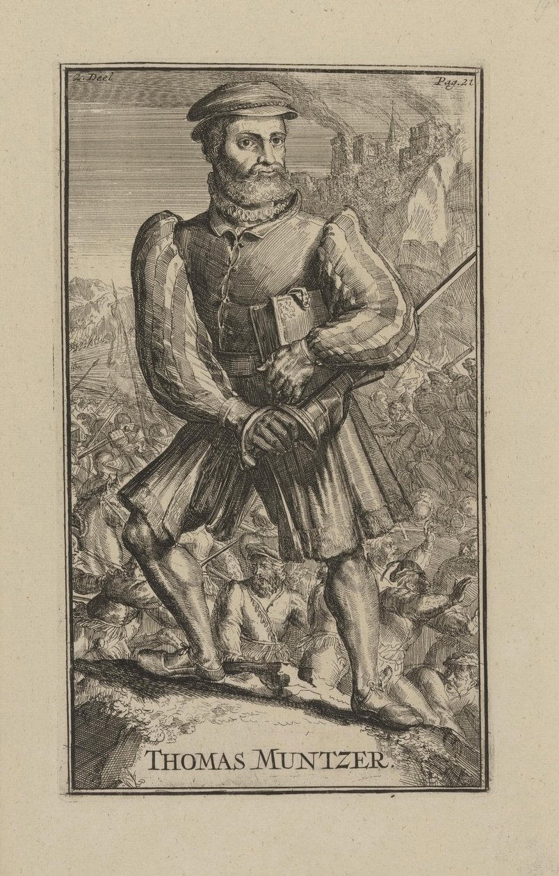 Thomas Muntzer (Munzer) (1489-1525 körül), vándorpap és a németországi parasztháború vallási vezetője - Barokk: Thomas Muentzer portréja, Hooghe, Romeyn de (1645-1708) alkotó: Romeyn de Hooghe