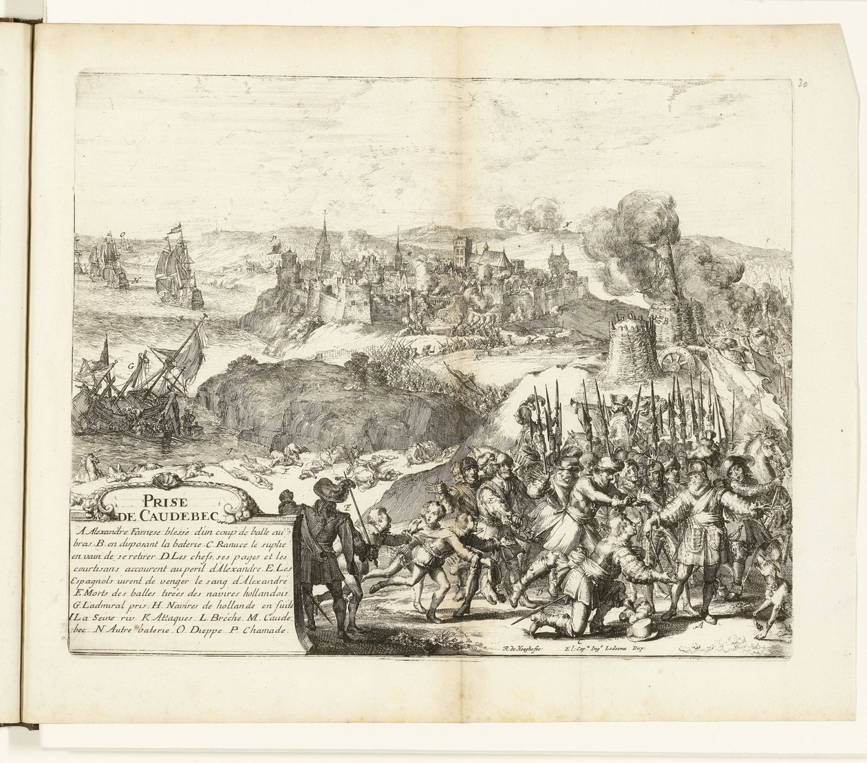 Verovering van Caudebec, 1592 Caudebec elfogása (cím az objektumon) Flandria háborúi (sorozat címe) alkotó: Romeyn de Hooghe
