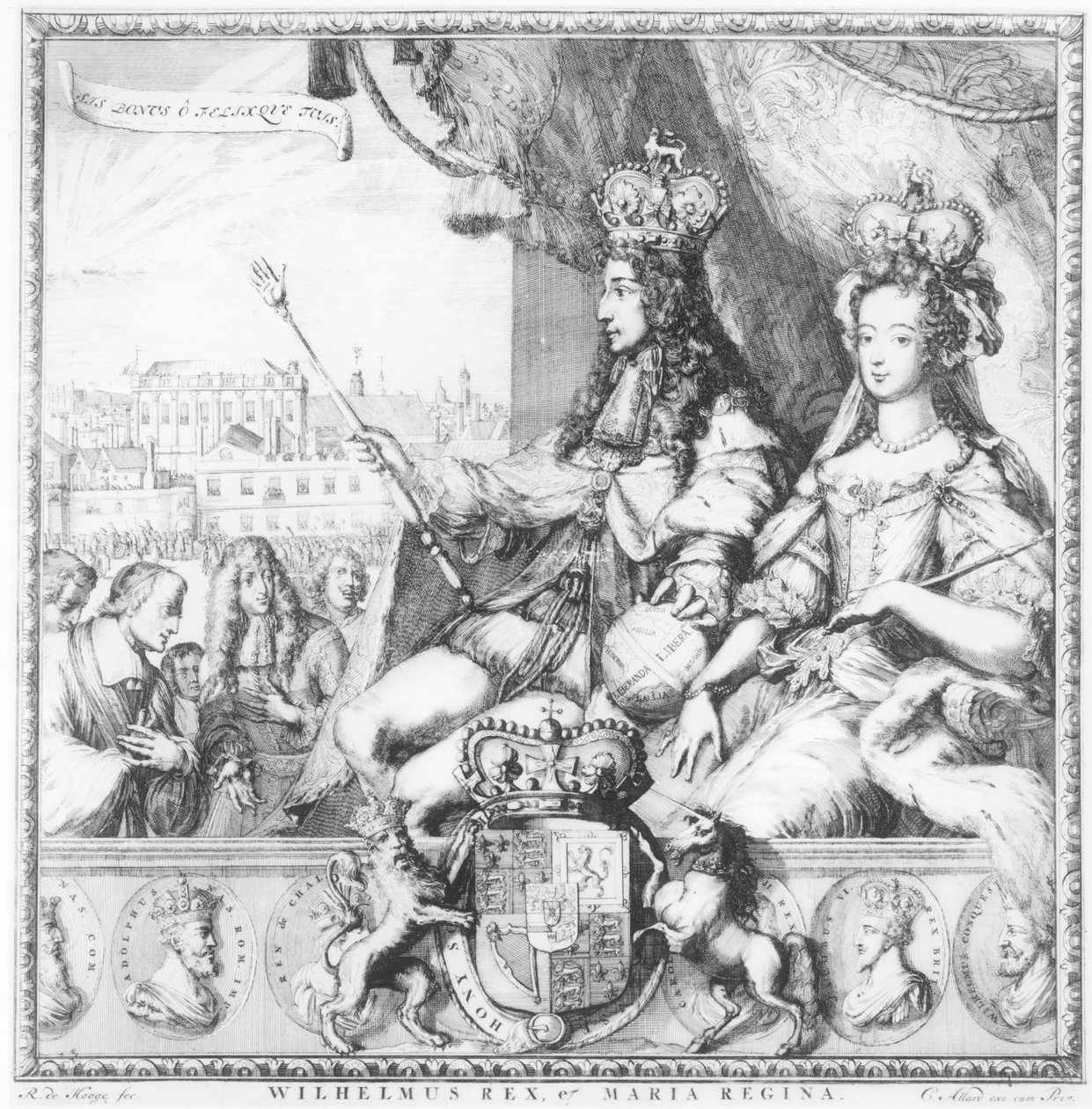 III. Vilmos (1650-1702) és II. Mária (1662-94) a művész által metszett, 1690 körül alkotó: Romeyn de Hooghe