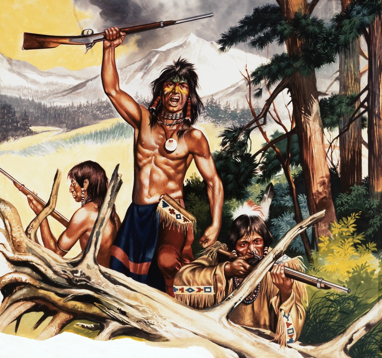 Amerikai indián puskával alkotó: Ron Embleton