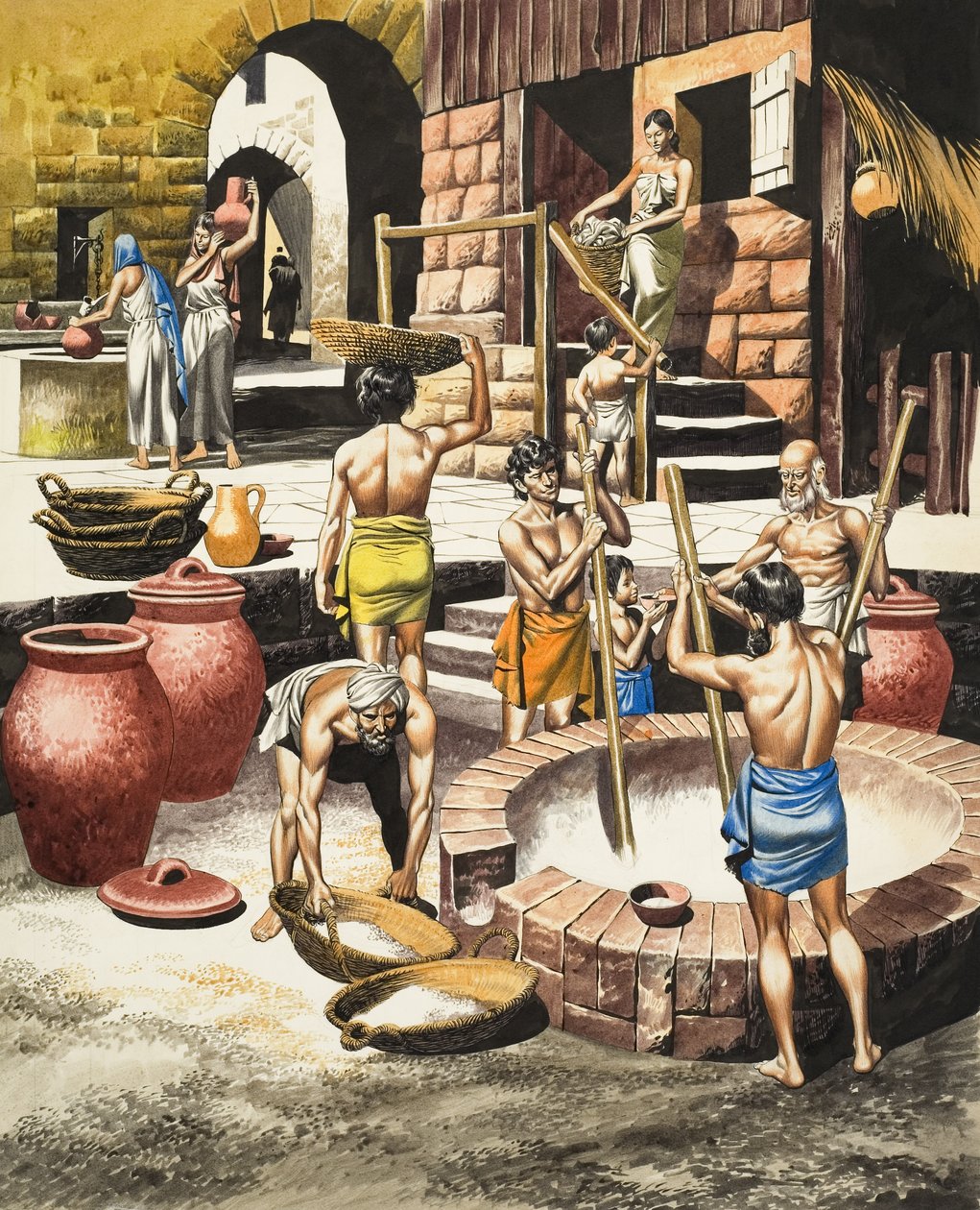 Élet az Indus-völgyben Kr.e. 2500 és Kr.e. 1600 között (gouache, papír) alkotó: Ron Embleton