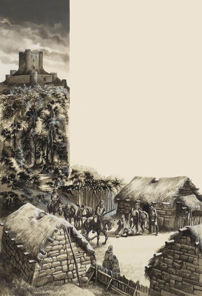 Középkori falu (gouache, papír) alkotó: Ron Embleton
