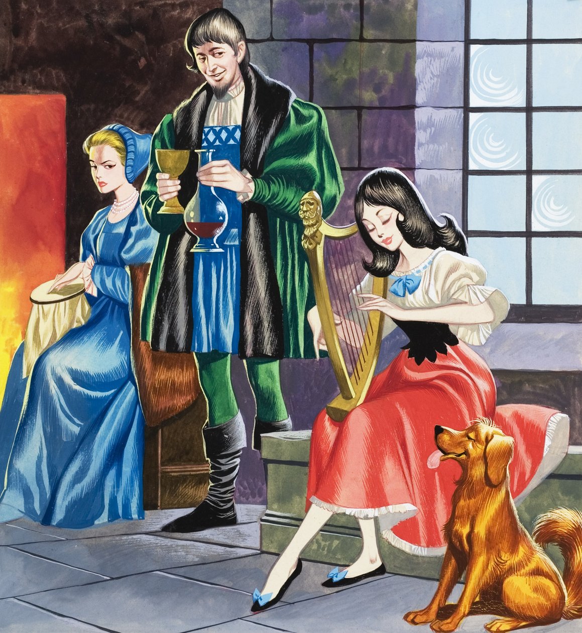 Hófehérke hárfázik az apjának (gouache, papír) alkotó: Ron Embleton