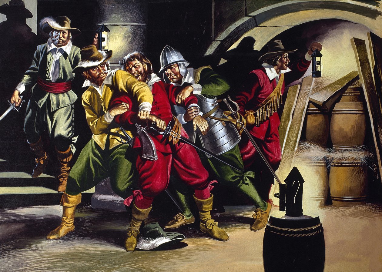 A puskaporos összeesküvés (gouache, papír) alkotó: Ron Embleton