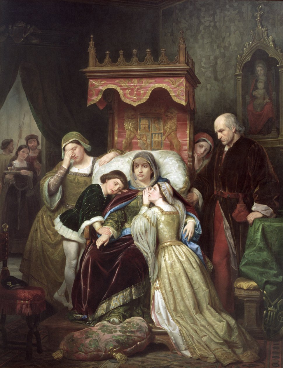A portugál Isabel őrülete, 1855 körül (olaj, vászon) alkotó: Roque Pelegri