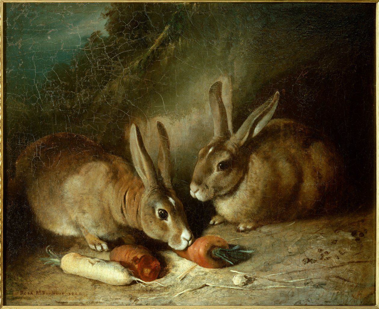 Nyulak. Rosa Bonheur (1822-1899) festménye alkotó: Rosa Bonheur