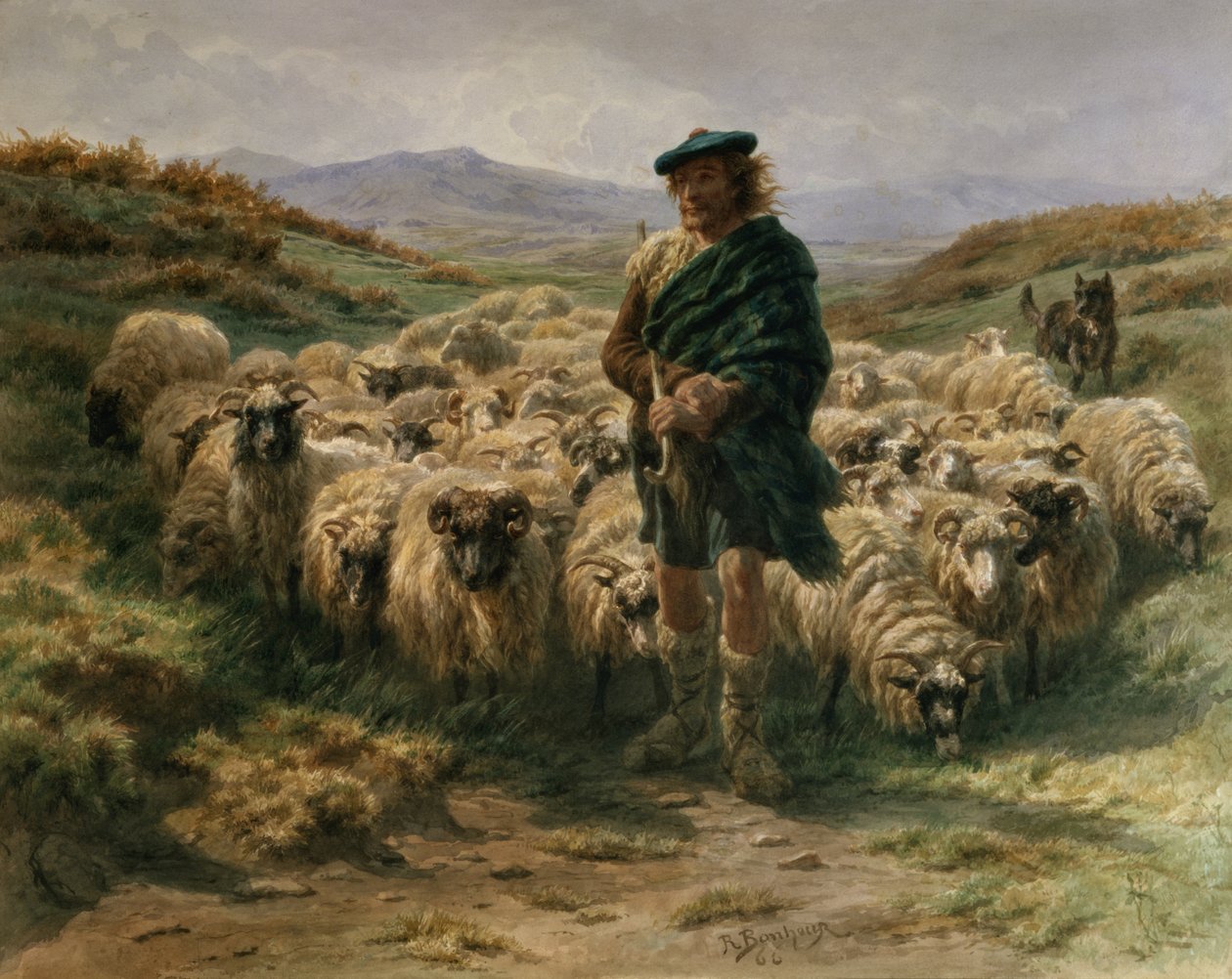 A felvidéki juhászkutya, akvarell alkotó: Rosa Bonheur