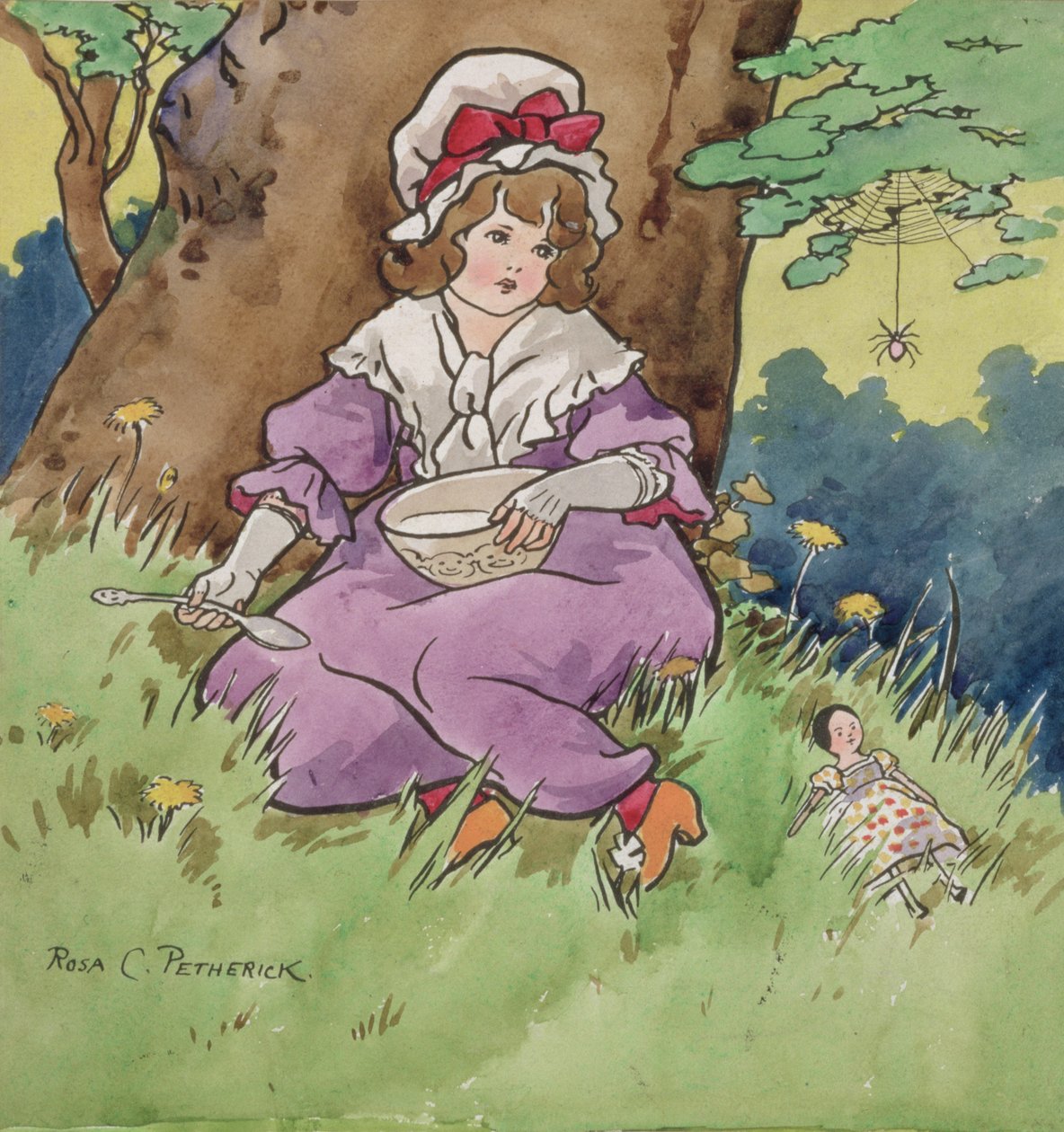Little Miss Muffet (akvarell, ceruza, rajzlap) alkotó: Rosa Petherick