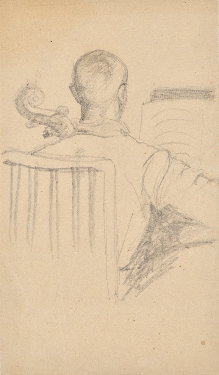 Walter Barwig csellón játszik alkotó: Rosa Simon Barwig