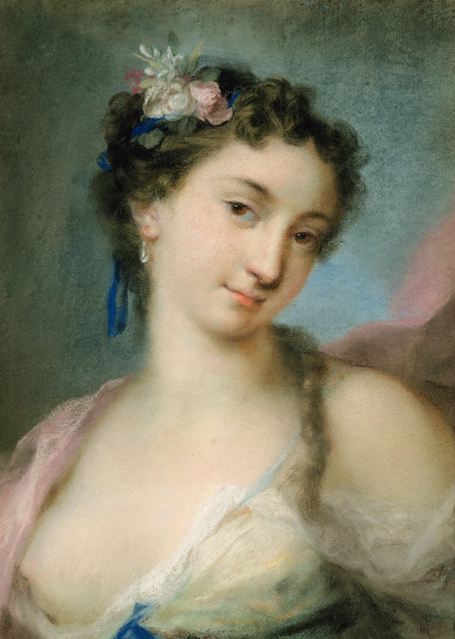 Egy hölgy portréja, mint Flóra (pasztell, papír) alkotó: Rosalba Giovanna Carriera