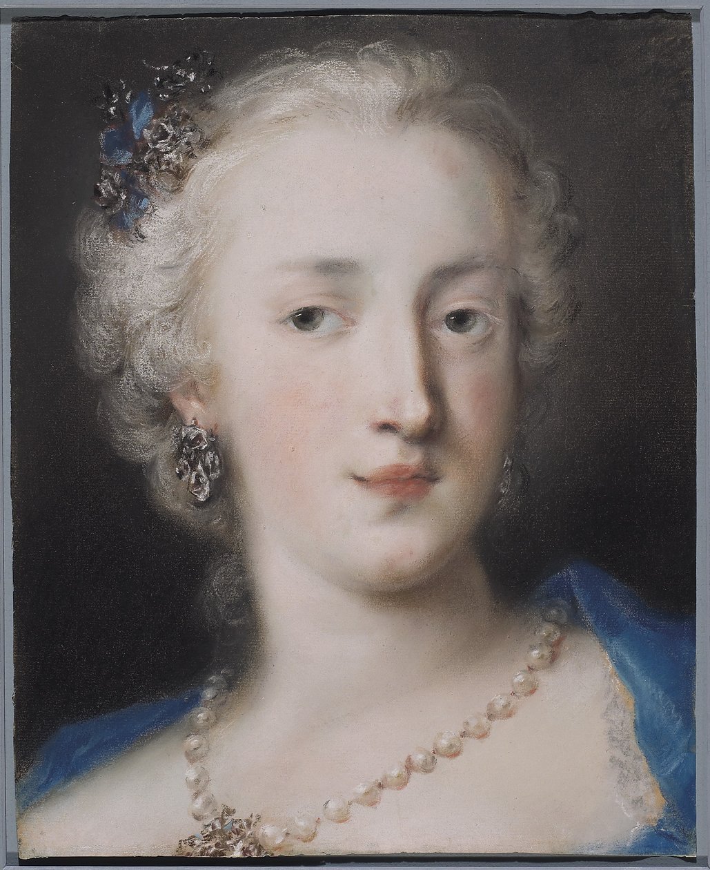 Női portré, 18. század eleje (pasztell, kék fektetett papíron) alkotó: Rosalba Giovanna Carriera