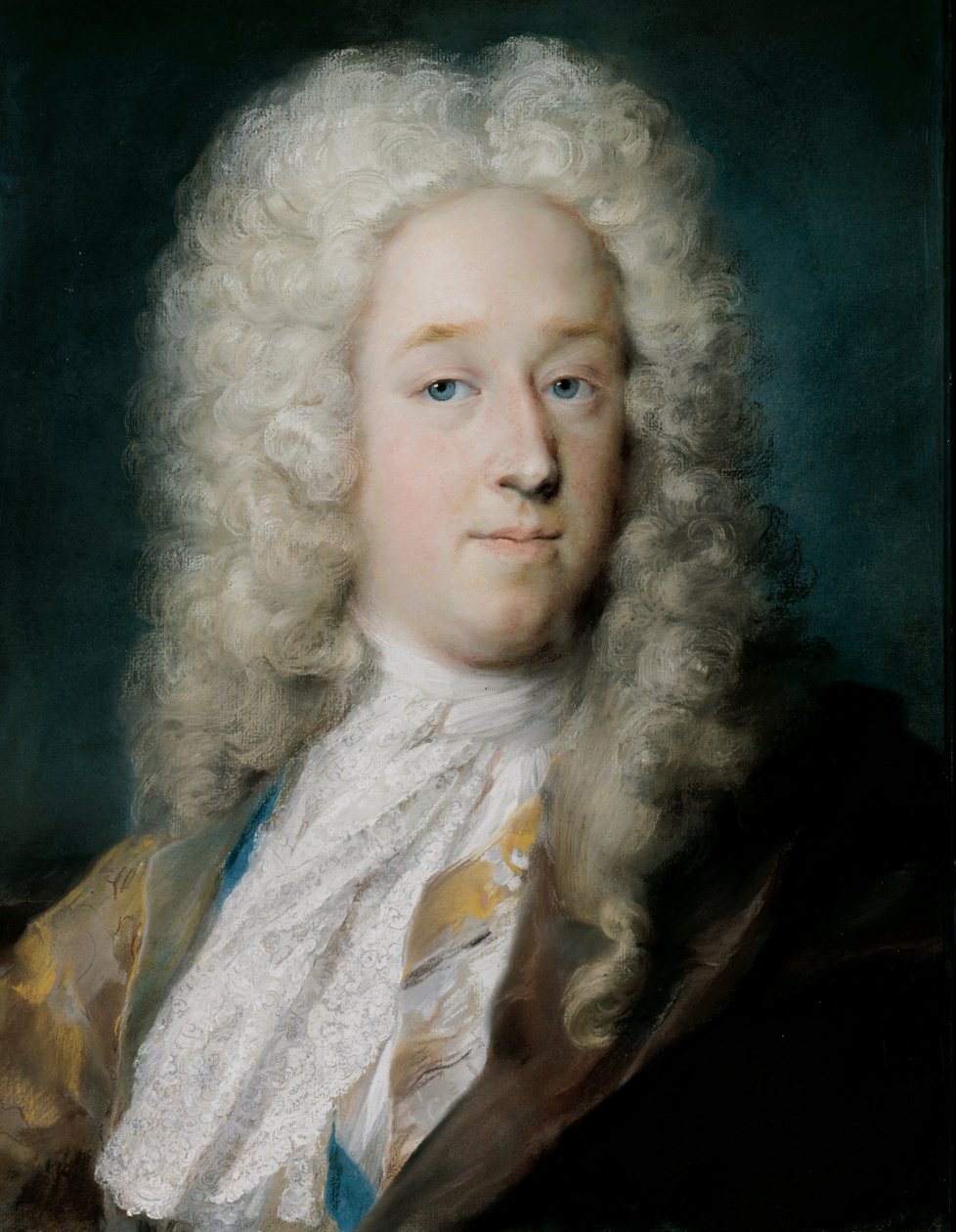 Egy úriember aranymintás kabátban és lila-barna köpenyben alkotó: Rosalba Carriera