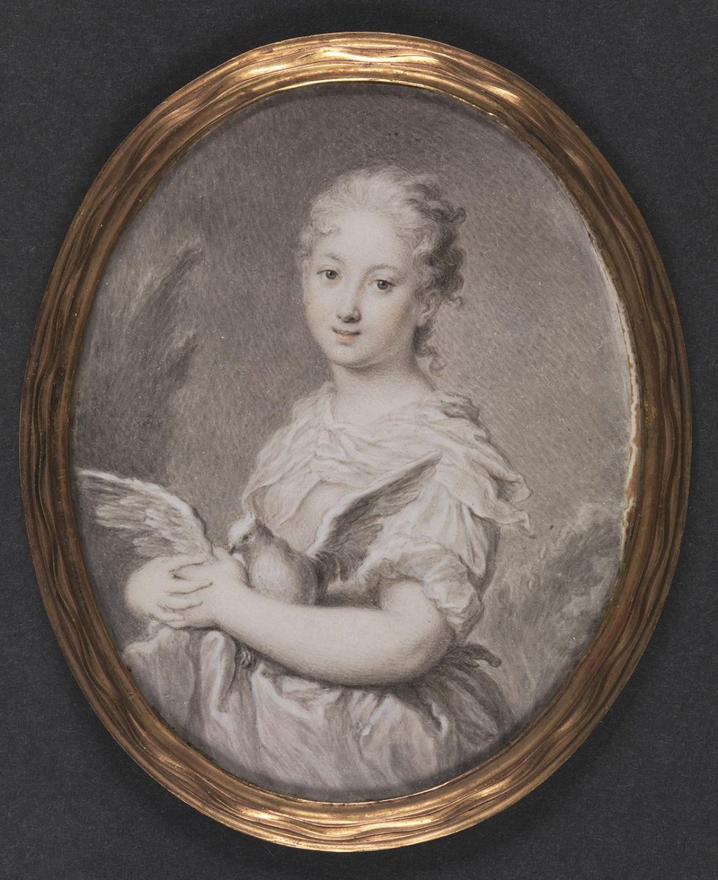 Tisztaság. Egy fiatal lány galambbal alkotó: Rosalba Carriera