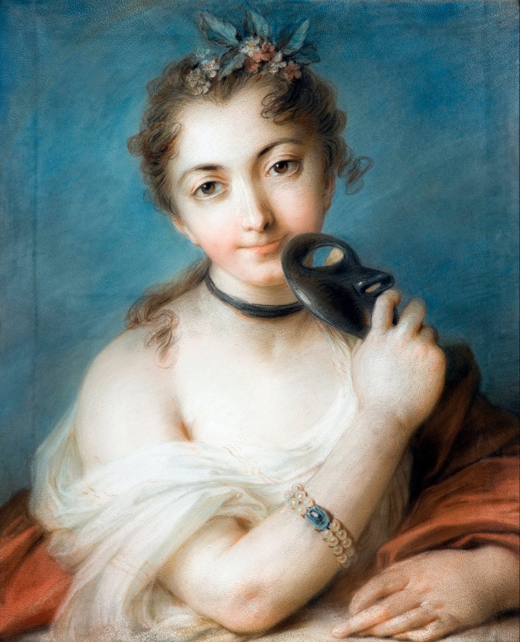 Hölgy portréja maszkkal Rosalba Carriera (1675-1757) festménye 18. század Magángyűjtemény alkotó: Rosalba Giovanna Carriera