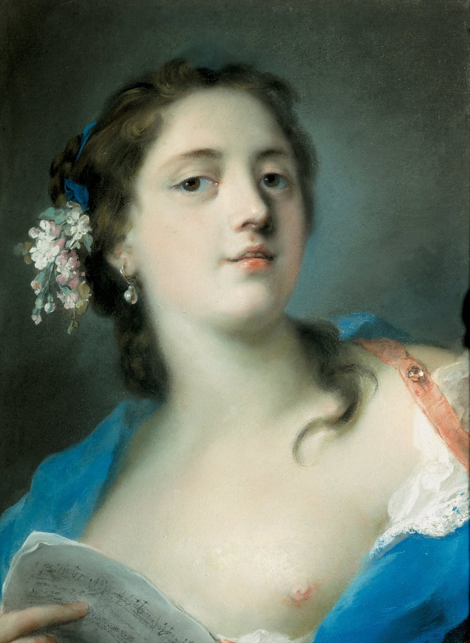 Bordoni Faustina énekesnő 1697-1781 kottával, c. 1725 alkotó: Rosalba Giovanna Carriera