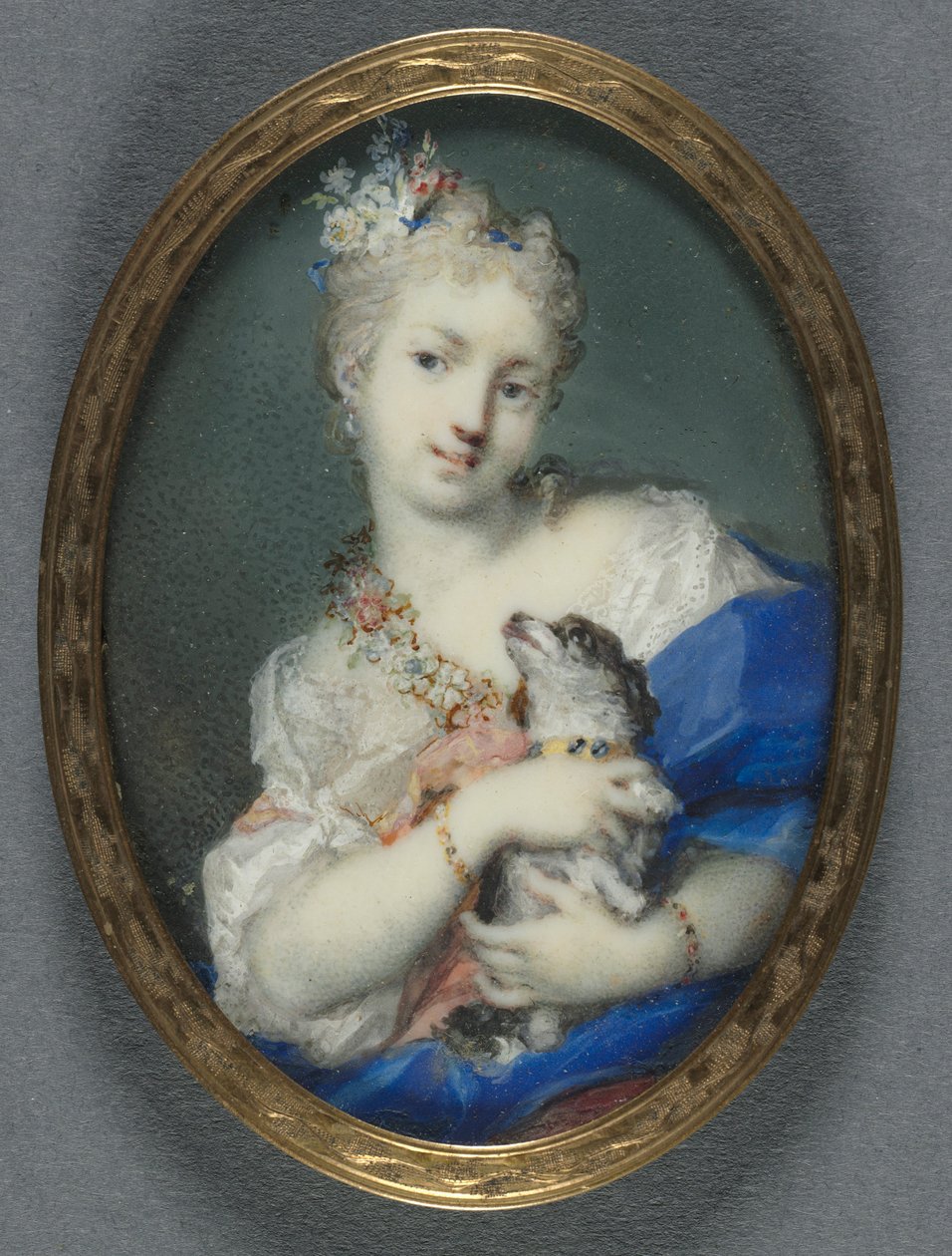 Nő kutyával, 1710-1720. alkotó: Rosalba Giovanna Carriera