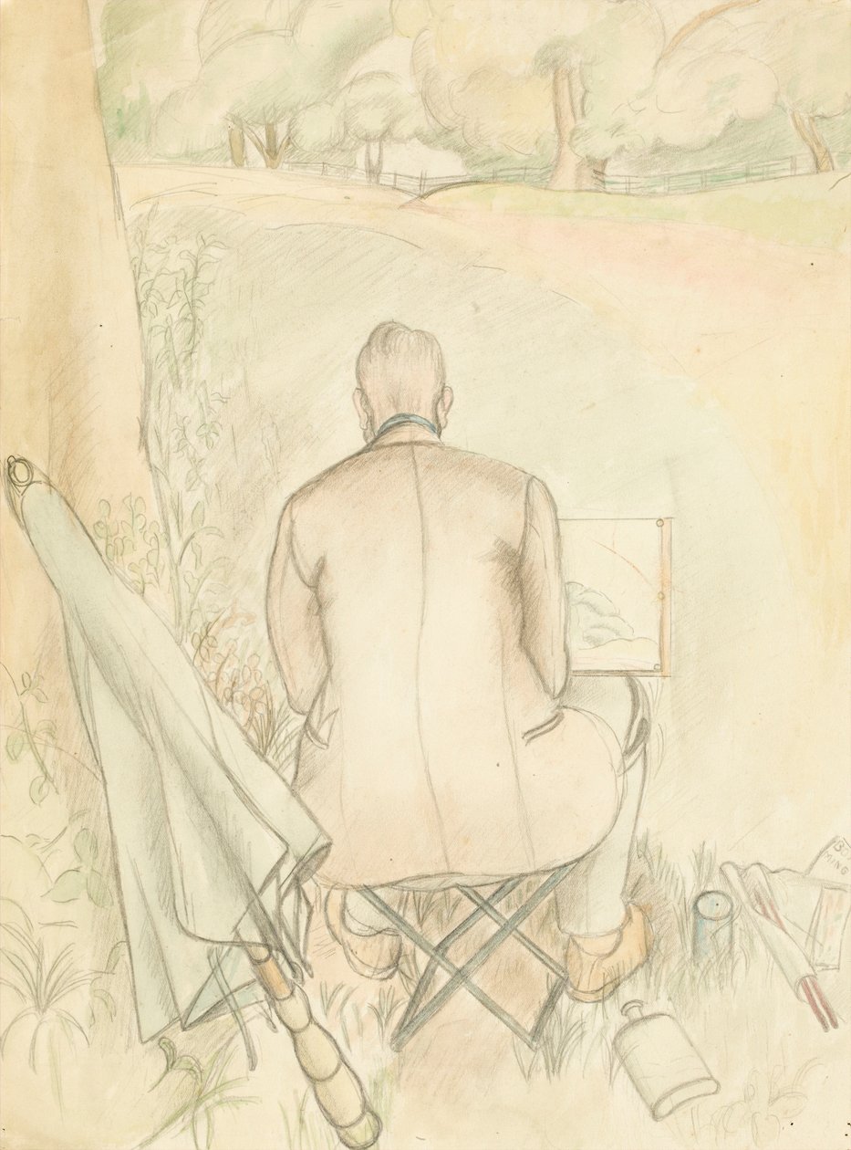 A művész férjének, Reginald Brillnek portréja, vázlat, 1930 körül (wc és ceruza papíron) alkotó: Rosalie Brill