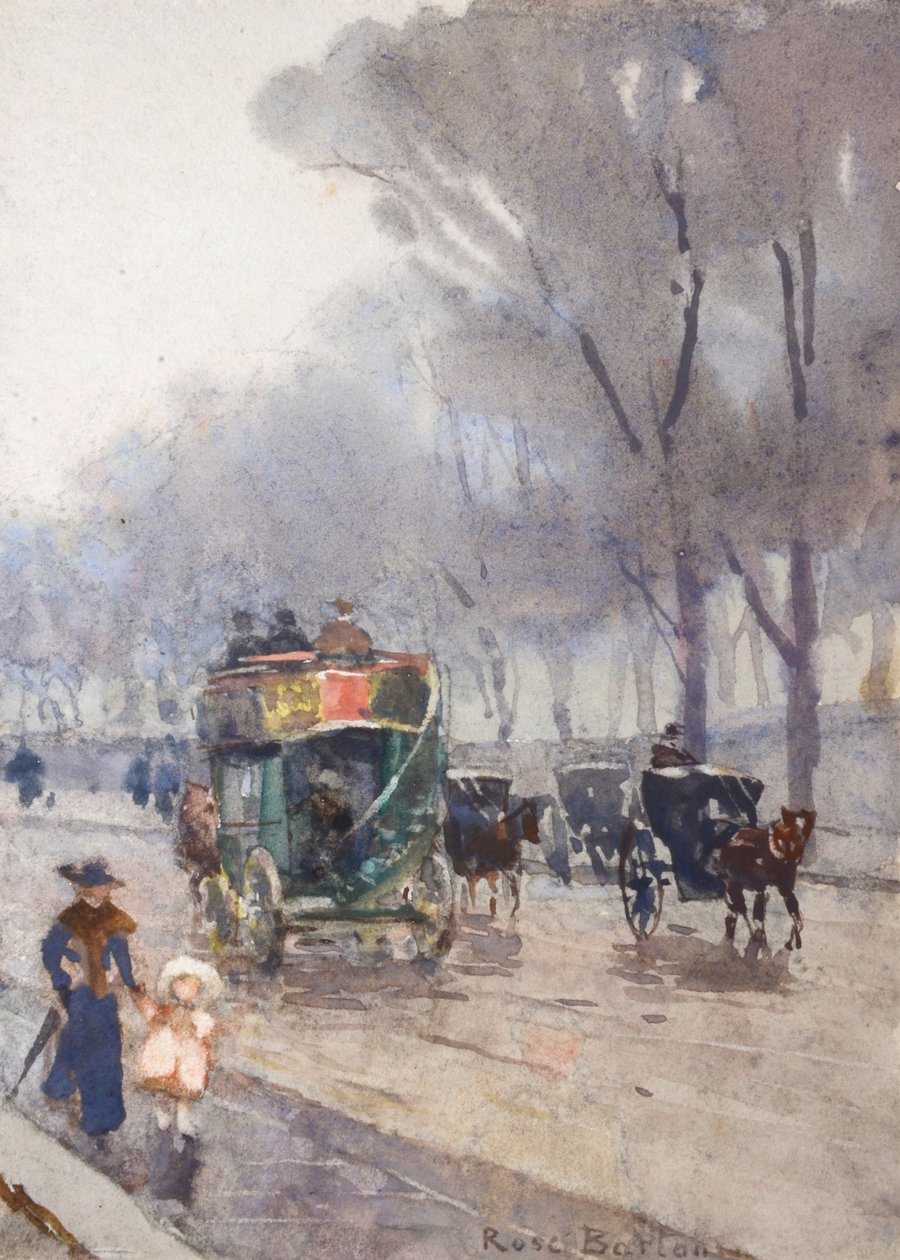 Park Lane Omnibusszal (akvarell) alkotó: Rose Maynard Barton