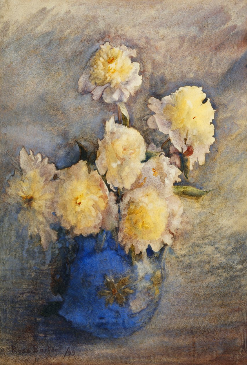 Pünkösdi rózsa kék vázában, 1899 alkotó: Rose Maynard Barton
