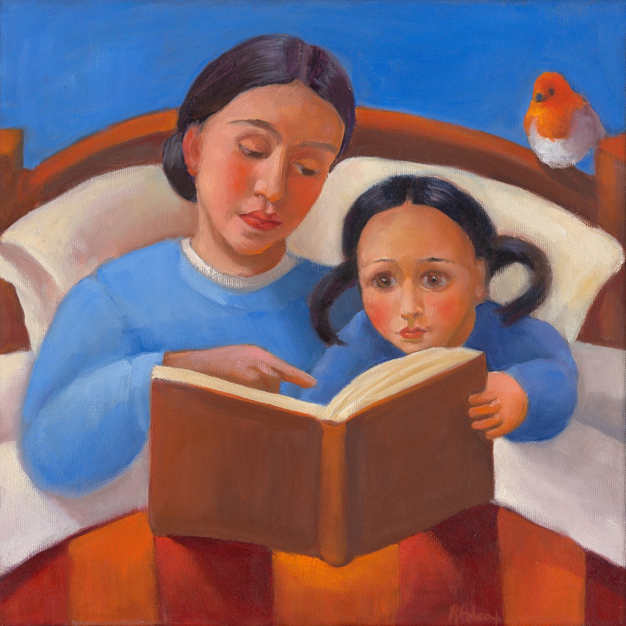 Bedtime Story, 2022 (olaj, vászon) alkotó: Rosemarie Adcock