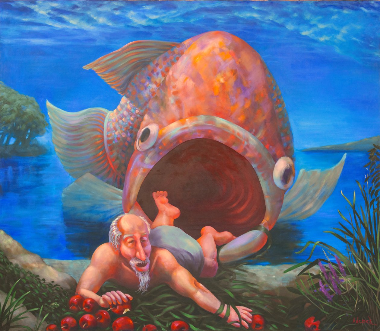 Jónás érkezése Ninivébe, 2000 (olaj, vászon) alkotó: Rosemarie Adcock