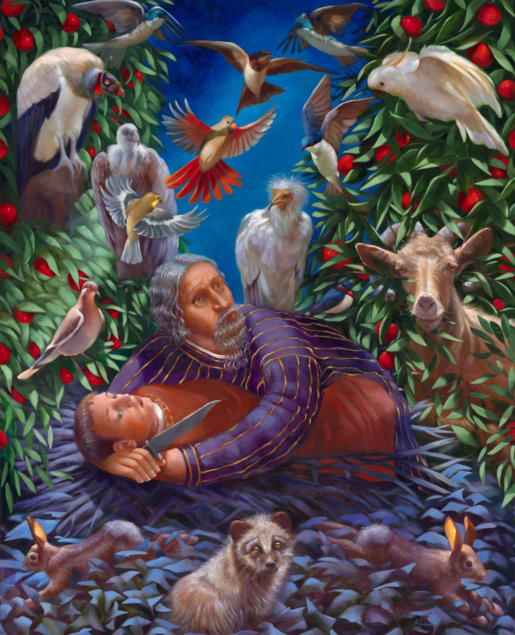 Izsák visszaadása apjának, Ábrahámnak 2013 (olaj, vászon) alkotó: Rosemarie Adcock