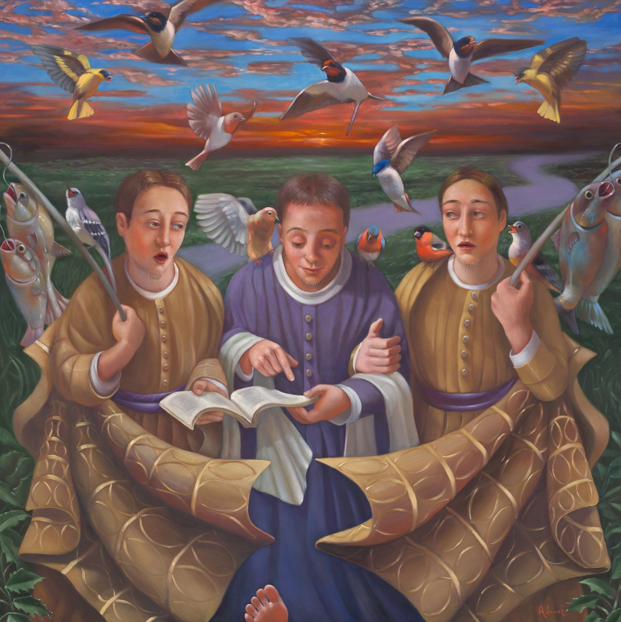 Az emmauszi út, 2009 (olaj, vászon) alkotó: Rosemarie Adcock