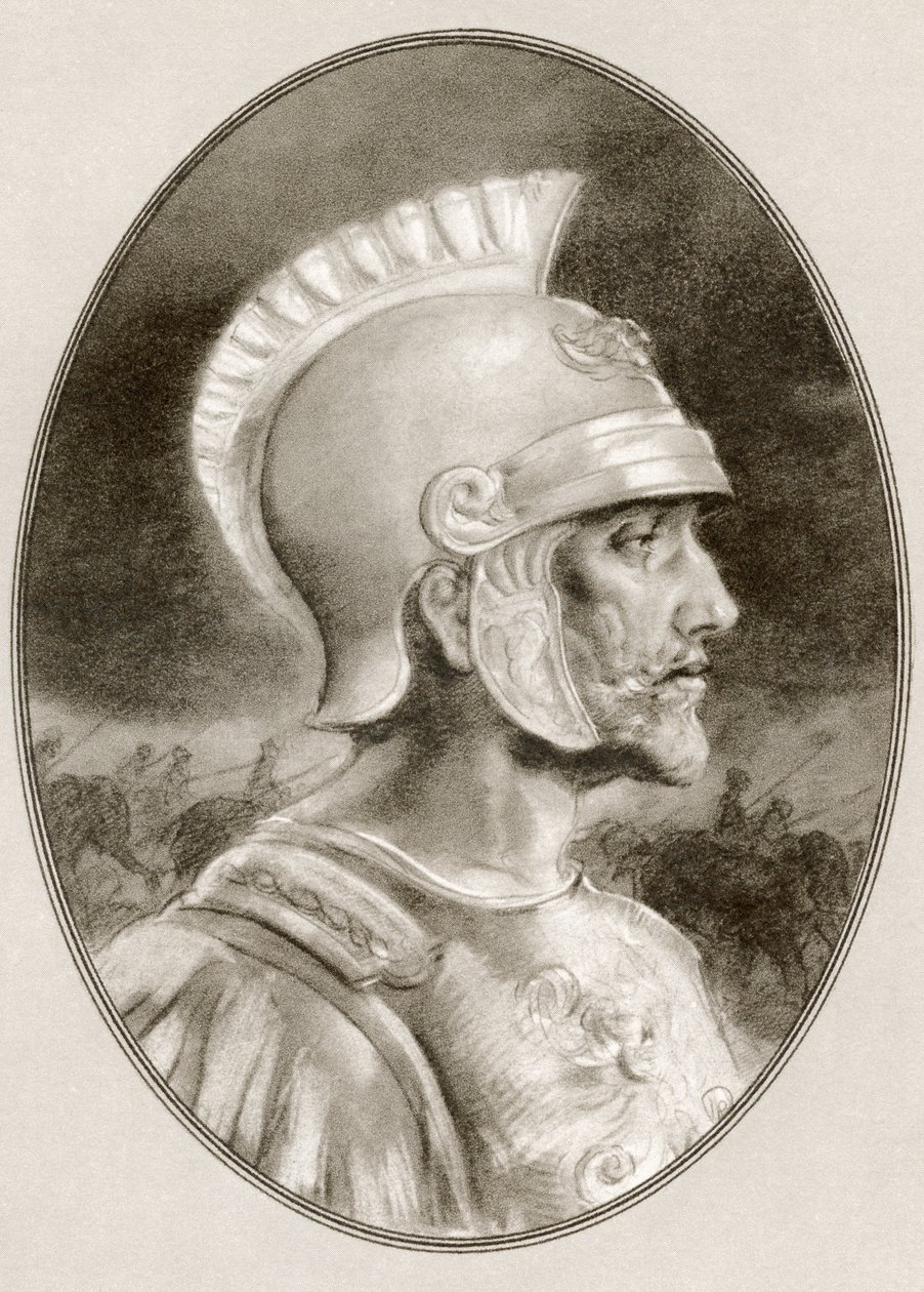 Ashoka, meghalt ie 232-ben, más néven Ashoka the Great. A Maurya-dinasztia indiai császára. Illusztráció: Gordon Ross amerikai művész és illusztrátor (1873-1946), a Living Biographies of Famous Rulers című könyvből. alkotó: Ross Gordon