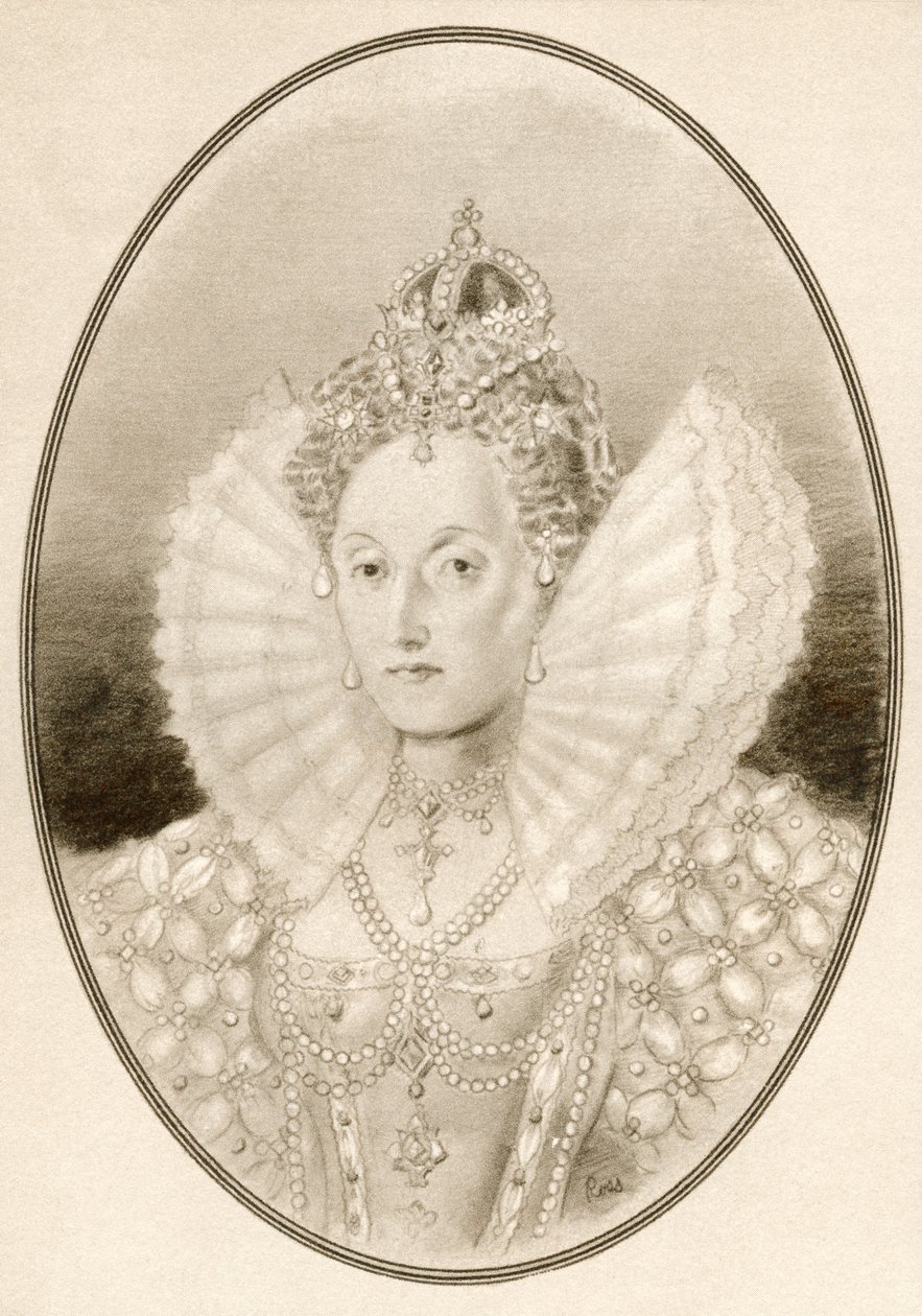 I. Erzsébet, más néven The Virgin Queen, Gloriana vagy Good Queen Bess, a Living Biographies of Famous Rulers-ből. alkotó: Ross Gordon