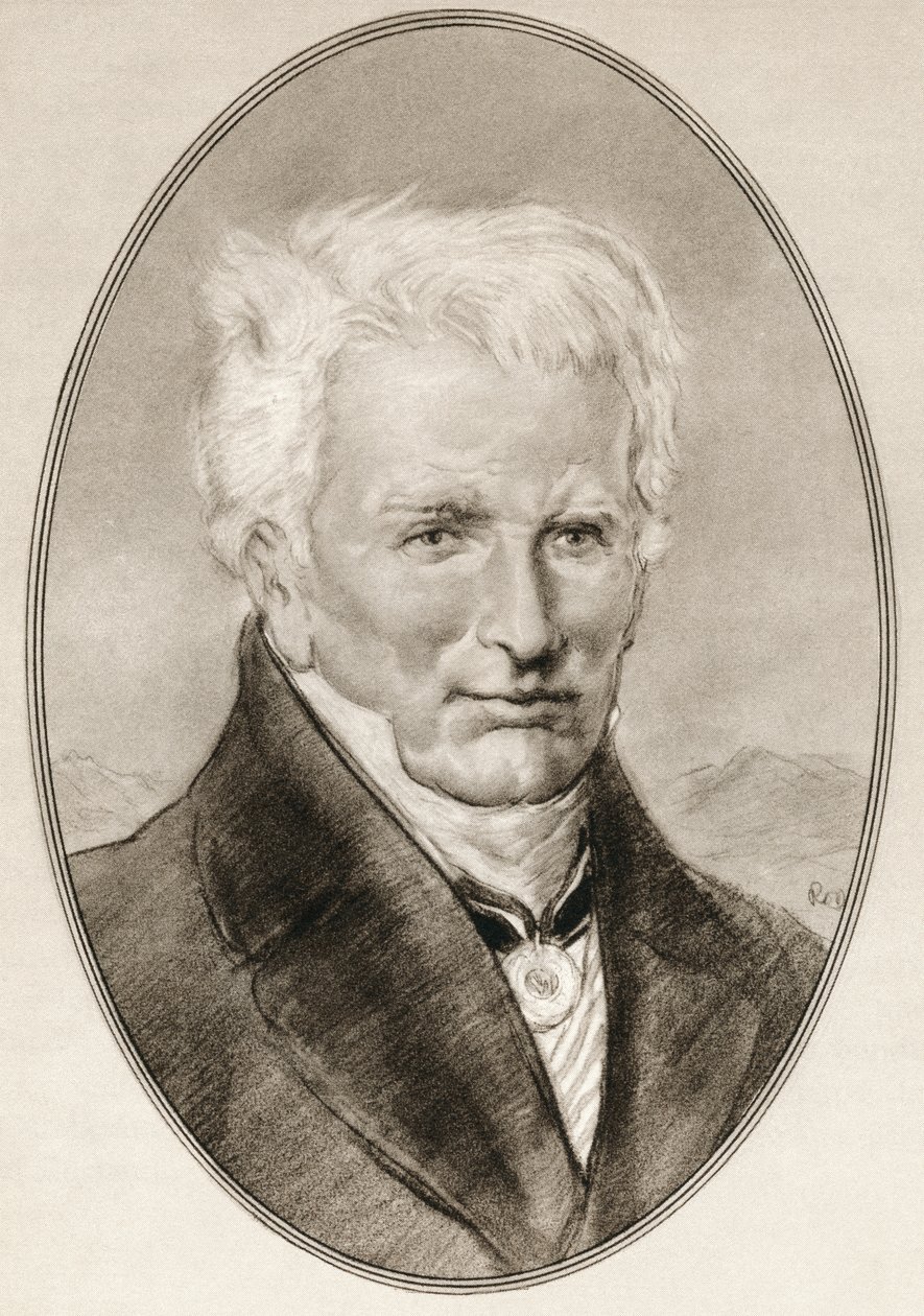Friedrich Wilhelm Heinrich Alexander von Humboldt, a Híres férfiak élő életrajzaiból. alkotó: Ross Gordon