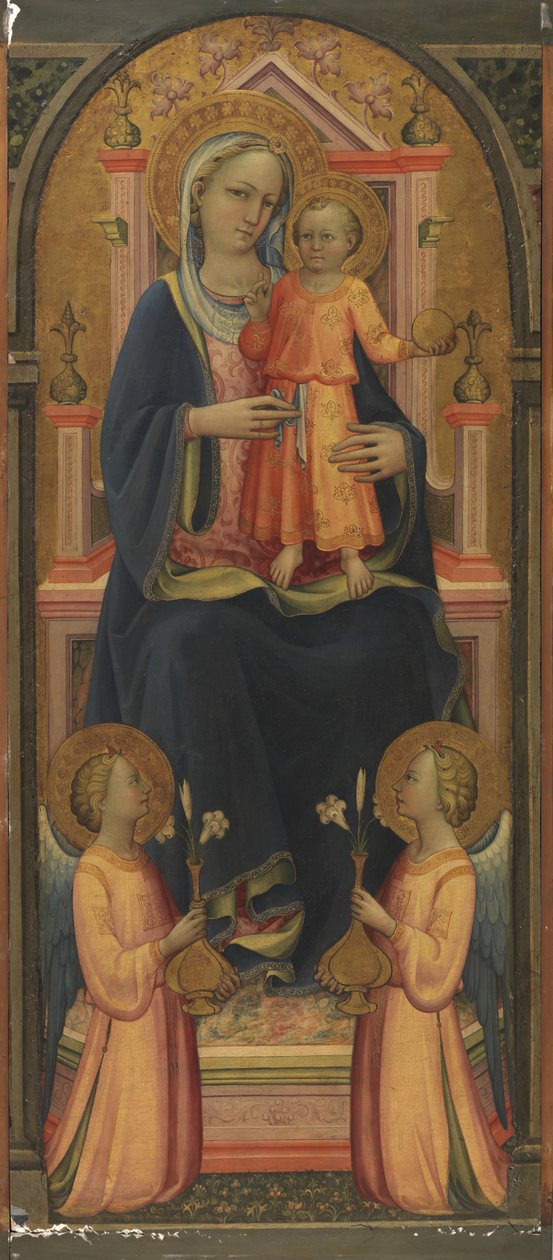Szűz és gyermek trónolt, két angyallal, 1420-25 körül alkotó: Rossello di Jacopo Franchi