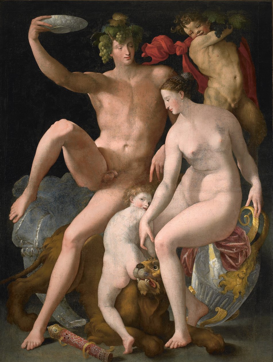 Bacchus, Vénusz és Ámor, 1535 körül. alkotó: Rosso Fiorentino