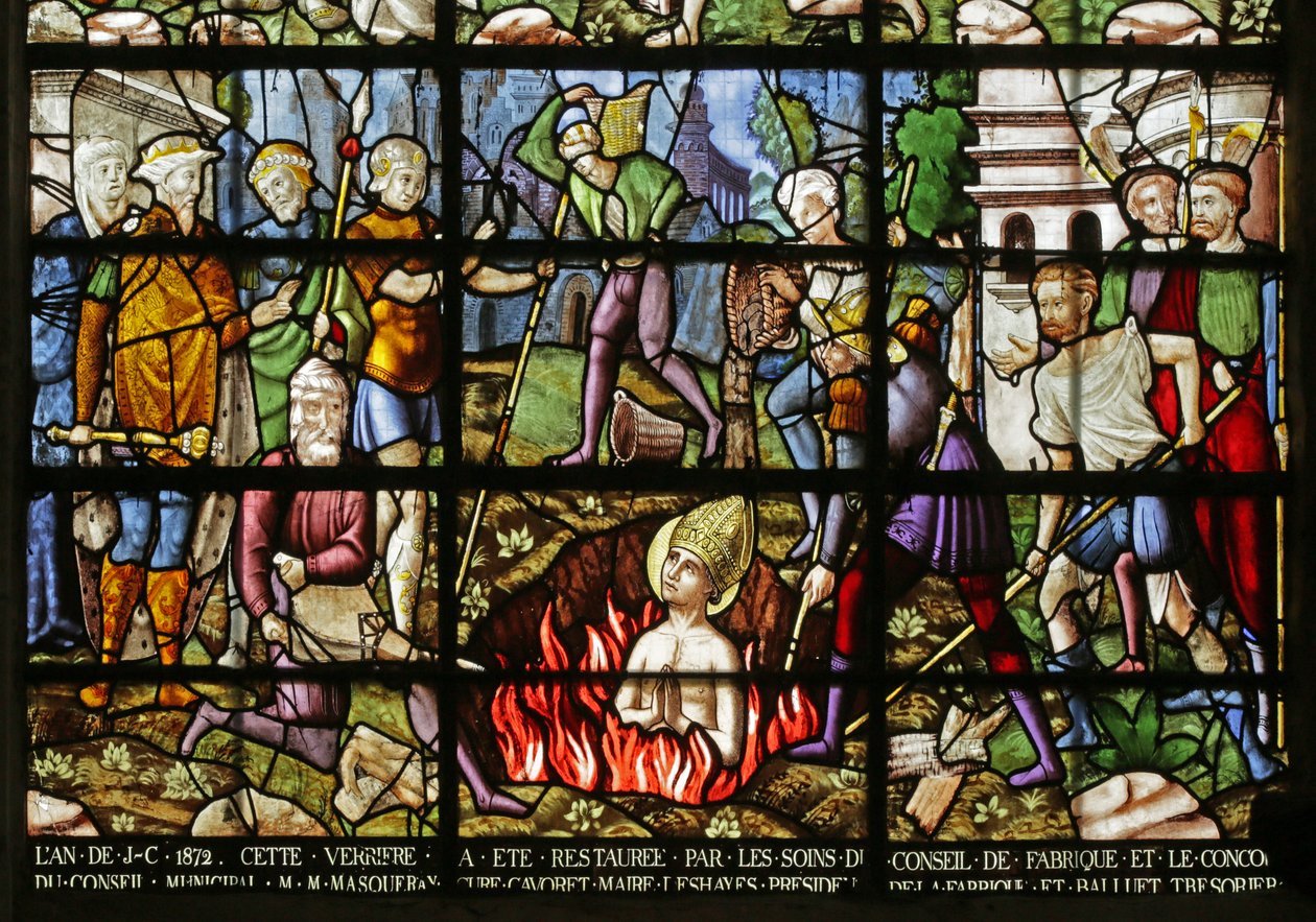 St Denis vértanúságát ábrázoló ablak, 1530-40 alkotó: Rouen School