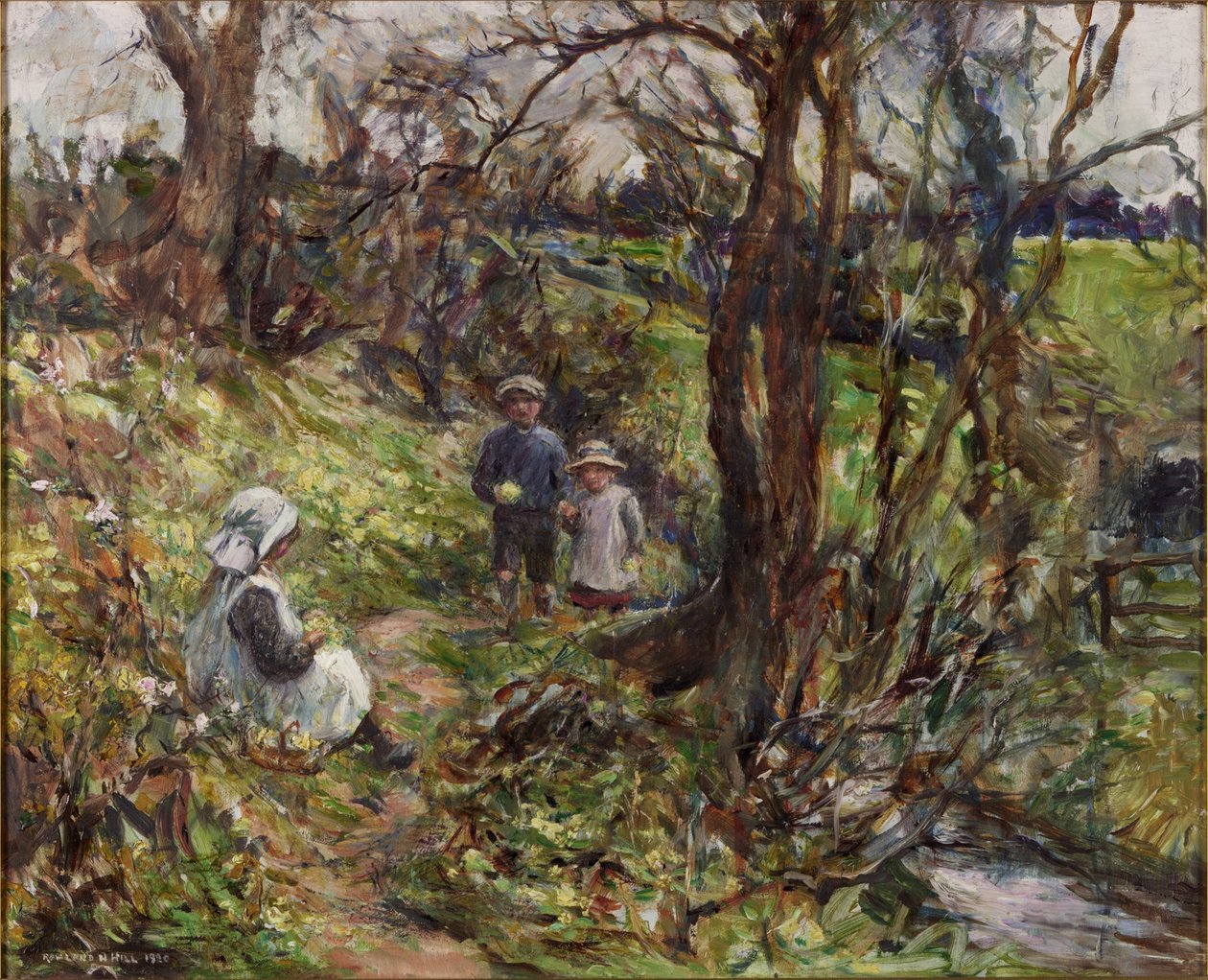 The Primrose Gatherers (olaj, vászon) alkotó: Rowland Henry Hill